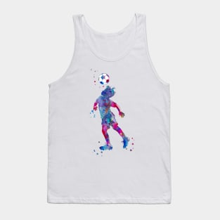 Soccer Player Little Boy Heading the Ball Tank Top